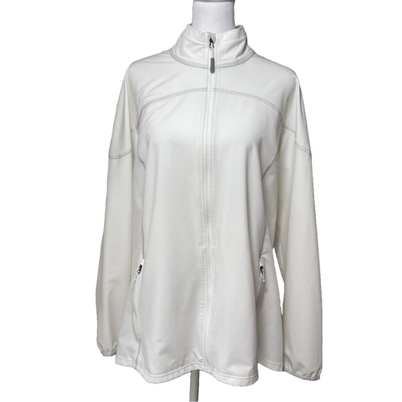Eddie Bauer Lightweight Zip Up Rain Jacket Windbreaker Off-White 2XL - Picture 1 of 16